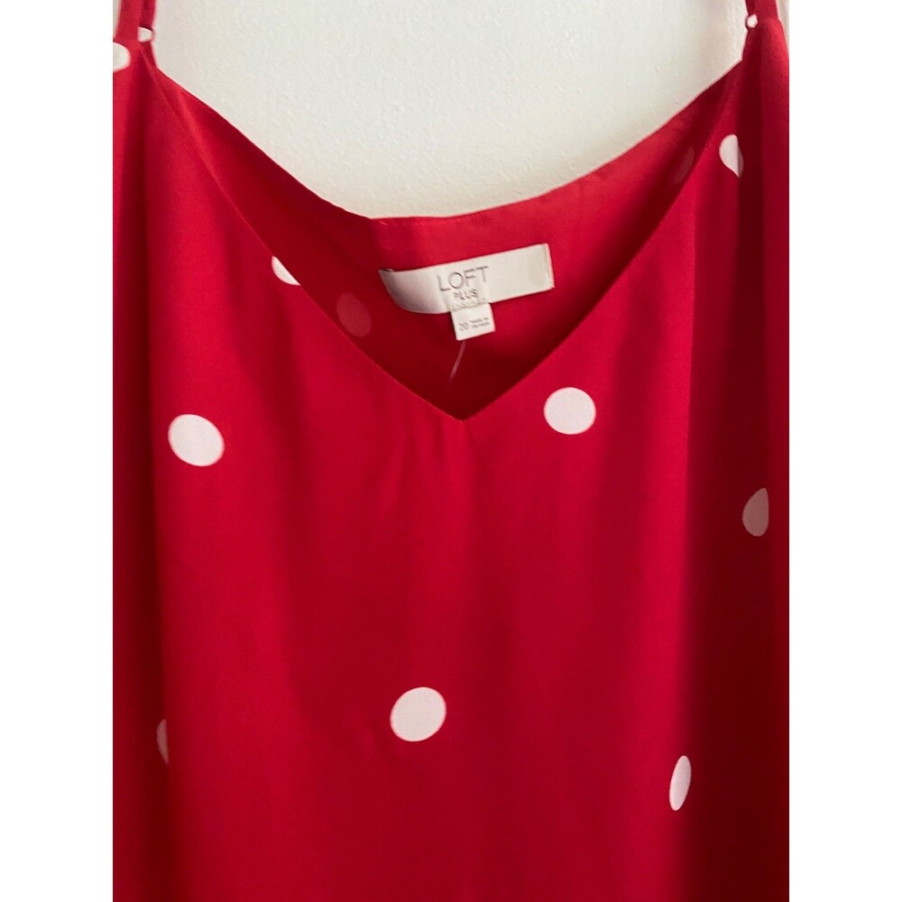 Loft PLUS Red Polka Dot Chiffon V-Neck Camisole Tank Top. Size 20. NEW WITH TAGS - Picture 5 of 7